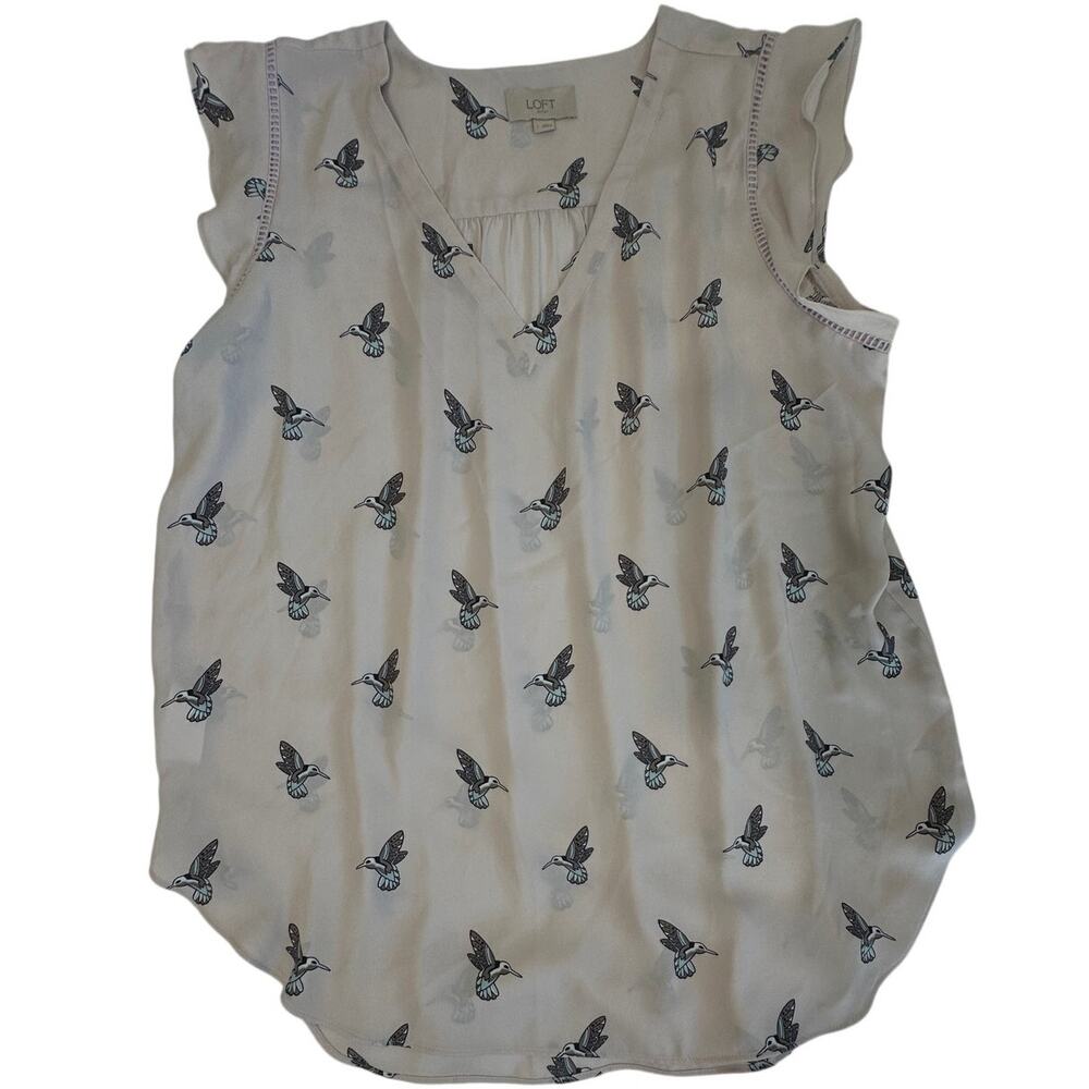 LOFT Outlet Bird Print Sleeveless Blouse Size L
